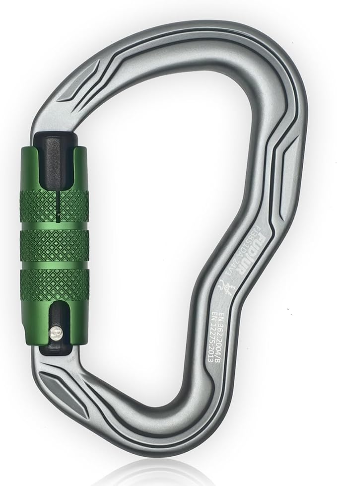 CE Certified 30KN Upgrade Auto Locking Climbing Carabiner Clip Twist Lock Heavy Duty Climbing Carabiner for Rock Climbing, Hammocks, Rappelling, Rescue, and Hunting D-Shaped 4.53 Inch
