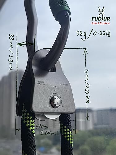Zipline Pulley 22KN(4945LBS) Climbing Single Sheave CE Certified Tree Work Zip Line Rock Climbing Rigging and Arborist Gear
