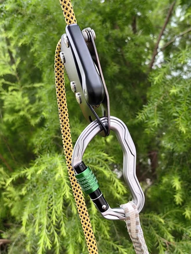 CE Certified 30KN Screwgate Locking Climbing Carabiner Clip Lock Heavy Duty Carabiner for Rock Climbing Hammocks Rappelling Rescue and Hunting D-Shaped