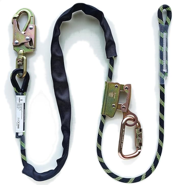 Arborist Positioning Lanyard - 1/2 in Polyester Rope with a Steel snap Hook That Prevents The Rope from Twisting - Adjustable, High Visibility, CE Certified for Work Positioning and Tree Climbing