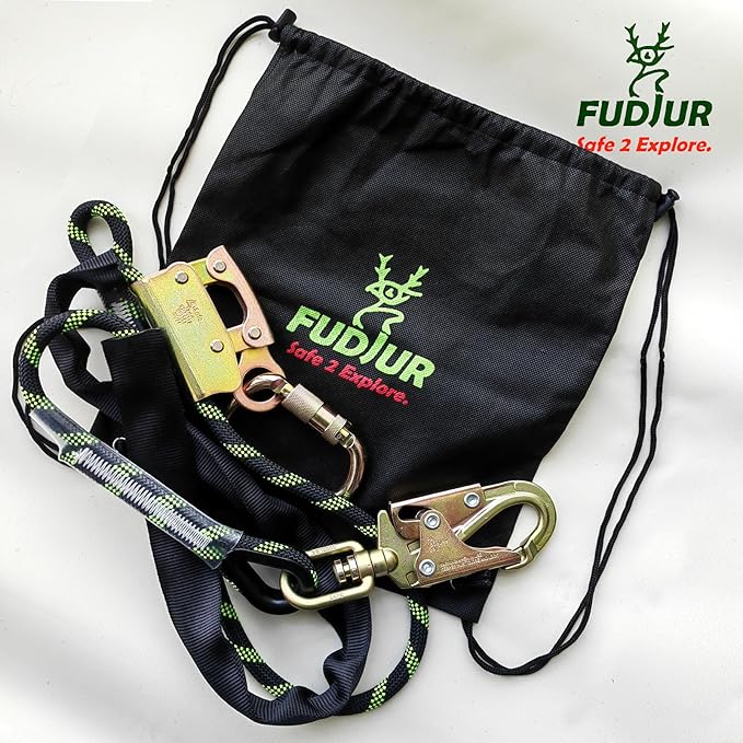 Arborist Positioning Lanyard - 1/2 in Polyester Rope with a Steel snap Hook That Prevents The Rope from Twisting - Adjustable, High Visibility, CE Certified for Work Positioning and Tree Climbing